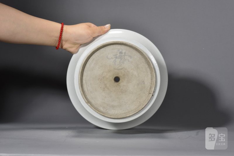 清晚期 白釉弦纹花盆 - 图4